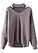 Futurino Women's Solid Choker V Neck Long Sleeve Loose Knit Sweater Jumper Top