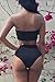 Ybenlow Women's 2 Piece Solid Bandeau Swimsuit Top Bottom Set,Black,X-Large