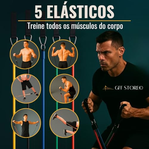Kit 17 Peças Elástico Extensor + Miniband Treino Em Casa Exercício Físico Academia Fisioterapia Musculação Crossfit Pilates Yoga Aquecimento Funcional Alongamento Malhar Emagrecimento