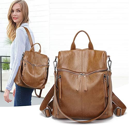 Genuine Leather Backpack for Women/Girls Schoolbag Casual Daypack Travel Shoulders Bag fit 12" Laptop