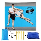 UPSTONE Sand Free Beach Blanket Mat – Waterproof Travel Hiking Camping Picnic Mat Outdoor Beach Blanket Sand Proof with Drawstring Carrying Bag & 2 pcs Inflatable Pillow – Blue (82‘’×79‘’)