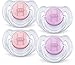 Philips Avent Translucent Toddler Pacifiers 6-18 Months - 4 Pack (Pink/Purple)
