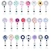 Soleebee 24 inches Retractable Badge Reels, Mixed Random Bling Crystal Nurse ID Badge Holder with 360° Swivel Alligator Clip - 12 Pack