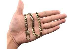 HAHIYO Mini Pochette Purse Chain Strap Slim Wide 7mm for LV Length 15.7 Inches Extra Thick 2.6mm Bronze for Handbag Wallet Clutch Comfortable Flat Metal Strap 1 Pack