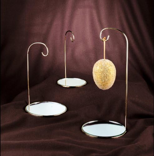 Brass Finish Wire Ornament Stand w/ Mirror Base - 7"