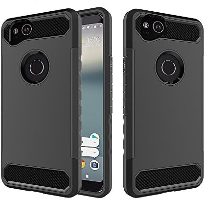 Google Pixel 2 Case,Casefocus Slim Carbon Fiber Hard PC+TPU Shock Absorption, Soft Silicone Protective Cover for Pixel 2