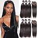 Nadula Brazilian Straight Hair Extensions with Lace Closure Free Part Grade 6a Unprocessed Remy Virgin Human Hair Natural Color (10 12 14+10inch) by Nadula