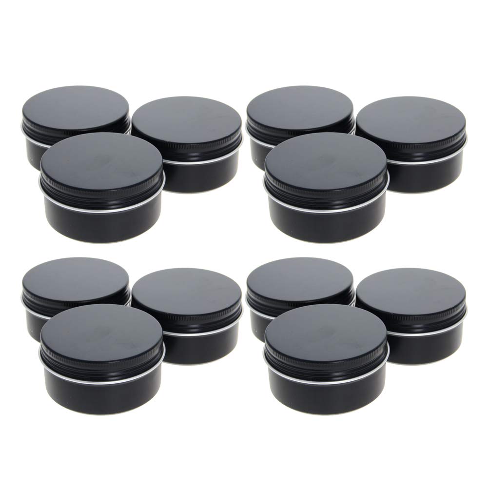 Othmro 12pcs Aluminium Tin Jars, 2.7oz Small Containers Tins with Screw Lids, Empty Can Travel Tins for Candles, Cosmetic, Soap Black (80ml/2.7oz)