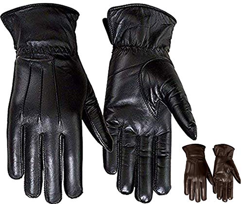 Ladies Warm Winter Gloves Dress Gloves Thermal Lining Geniune Leather Black (7)