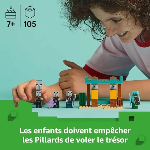 Minecraft La Patrouille d’Illageois du Désert - Jouet de Construction avec Figurines Dont Un Pillard, Un Vindicateur & Un Chevalier Cactus - Cadeau pour Gamer, Garçon ou Fille dès 7 Ans 21267