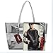 Zicac Waterproof Semi-clear Tote Bags Stripe PVC Shoulder Bag with Pouch (Silver)
