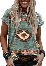 Sasens Women's WesternTribal Ethnic Print Shirts