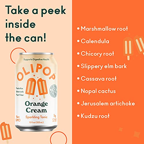 OLIPOP Orange Cream Sparkling Tonic, Healthy Soda, Prebiotic Soft