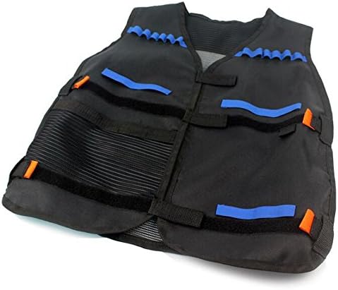 Adjustable Tactical Vest with Storage Pockets for Nerf Strike Elite Team Toy Foam Darts Series (black)