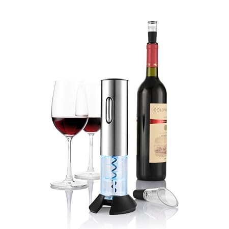 zanmini Elektrischer Korkenzieher Automatischer Weinöffner Weinflaschenöffner Schraubenzieher Set mit Wine Folienschneider, W