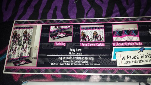 14 Pieces Monster High Bath Set Bathroom Mat Peva Shower Curtain