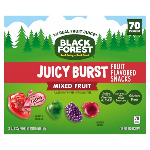 BLACK FOREST JUICY BURST FRUIT FLAVORED SNACKS, MIXED FRUIT FLAVORS, 0.8 OZ 70 COUNT