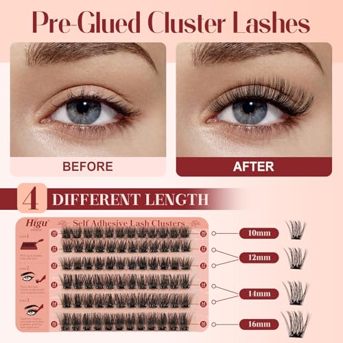 Higu Clace Manga False Eyelashes Kit with Tweezers (Natural 01) | Press And Go Eyelashes Without Glue And Removal, Mix 10-16mm, Easy To Use At Work, Travel, Weddings And Parties