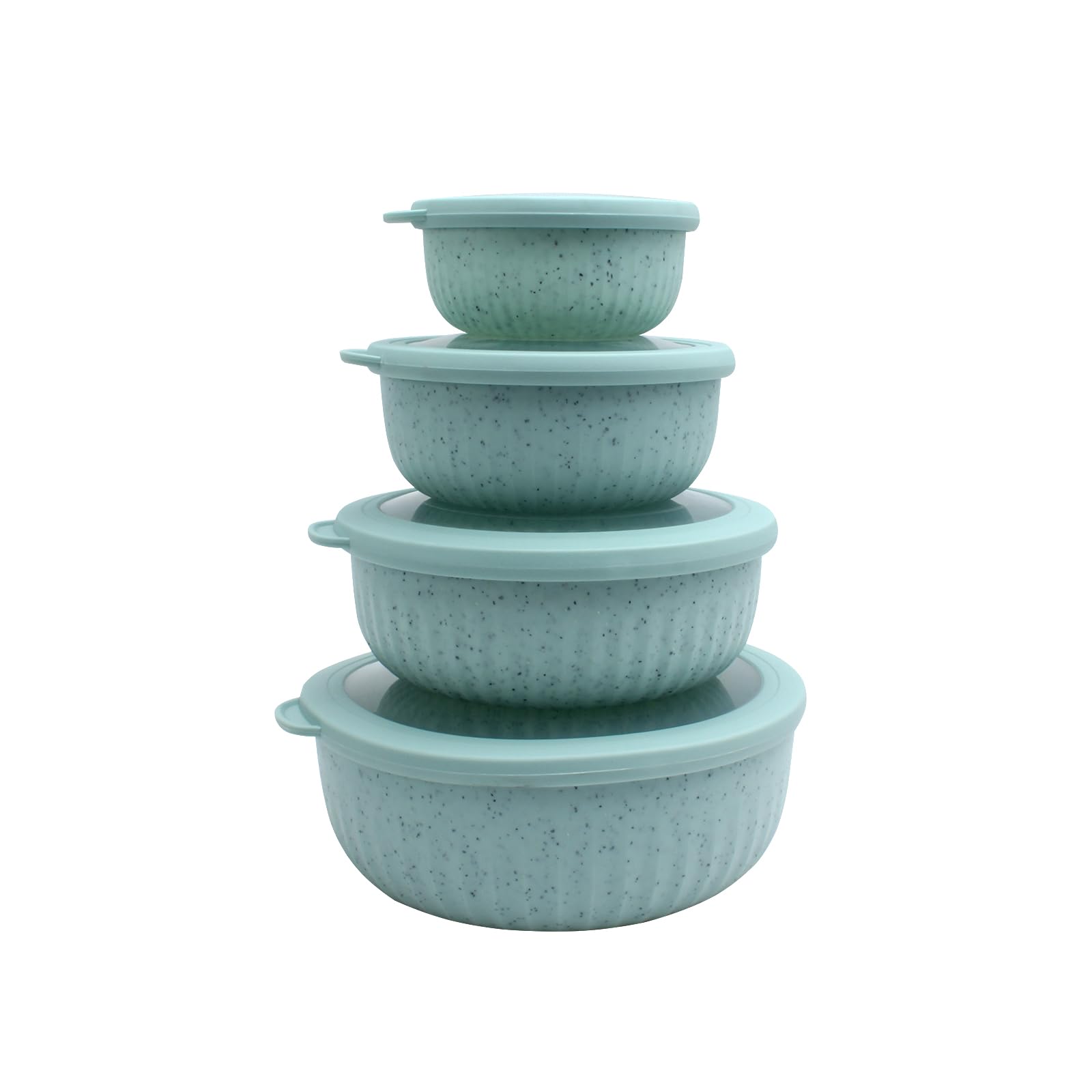Photo 1 of COOK WITH COLOR Prep Bowls with Lids- Wide and Deep Nesting Plastic Small Mixing Bowl Set with Lids, 8 Piece Set - Wide Bowls, Speckled Mint