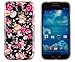 Black Floral Flexible TPU Case with Clear Sides for Samsung Galaxy S4 i9500 + DandyCase Keychain Screen Cleaner [Retail Packaging by DandyCase]