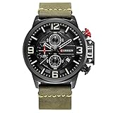 New CURREN Sport Mens Watch Top Brand Leather Band Chronograph Quartz Wrist Watches 8278 (green)