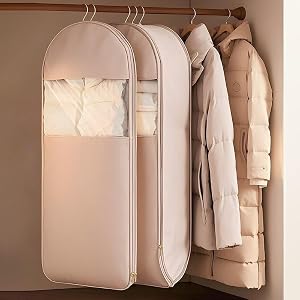 Garment Bags for Hanging Clothes - Storage Bags for Clothes for Down Coats And Winter Wardrobe, See-Through Luxury Storage/Du