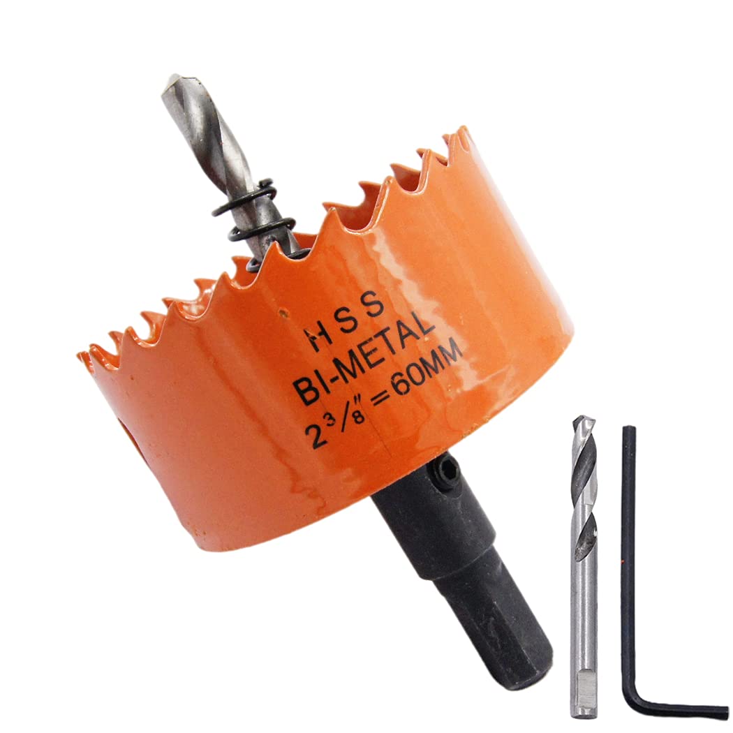 Hole Saw 60mm LAIWEI Hole Cutter, with 1 Drill and 1 Hex Key for Drilling Wood, PVC, etc., Drilling Tools 2-3/8 inch