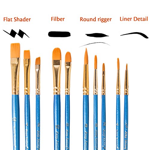 Hibery 20 Pcs Pointed - Round Paintbrush Set - Blue Round Pointed Tip Nylon Paint Brush Set, Art and Watercolor Brushes, Acrylic Paint Brushes, Oil Painting Supplies