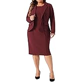 Agnes Orinda Plus Size Dress Suits for Women Two Piece Outfits Blazers Jacket and Sleeveless Dress Business Casual Suit Sets