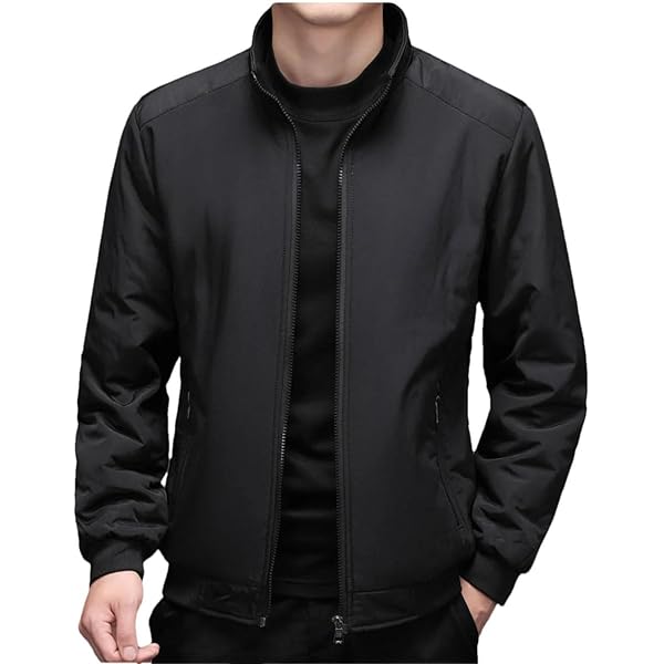 SWJGLITTR Men's Stand Collar Casual Jacket Lightweight Full Zip