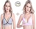 Vemure Cotton Maternity Nursing Sleep Bra for Breastfeeding Wireless Soft Cup Front Button Clip Down Bras(2 Pack/Grey+Pink,M)