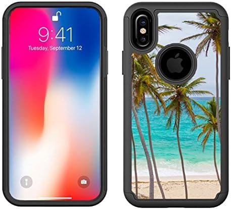 Corpcase - Hybrid Case for iPhone X / iPhone 10 / iPhone Xs - Tropical palm tree on beach / Unique Case With Great Protection