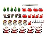 Christmas Miniature Ornaments, 40pcs Christmas Fairy Garden Accessories Kit Dollhouse Miniature Figurines Decoration, Micro Landscape Flowerpot Decor Resin Snowman|Santa|Beer|Xmas Tree with Tweezer