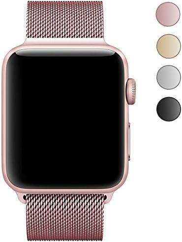 Apple Watch Band 38mm, AGUARA Mesh Loop Stainless Steel Strap with Magnetic Closure iWatch Band for Apple Watch Series 3&amp;2&amp;1, Sport and Edition (38mm Magnetic Closure, Milanese Loop - Rose Gold)