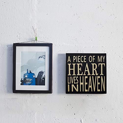 Rustic Field Signal Decor with Saying Wooden Plaque Hanging Wall Artwork Signal, 5.9″ x 5.9″ Primitive Field Signal Hanging Ornament Picket Wall Decor Signal A Piece Of My Coronary heart Lives In Heaven Dwelling Decor Accent