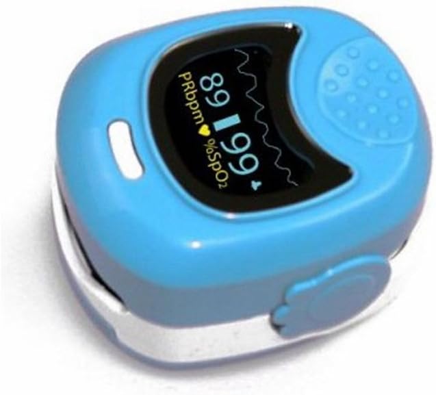 Child Use Heart Rate Monitor with Alarm Pulse Fuction Rechargeable, Blue for Oximeter After Sport Use Only