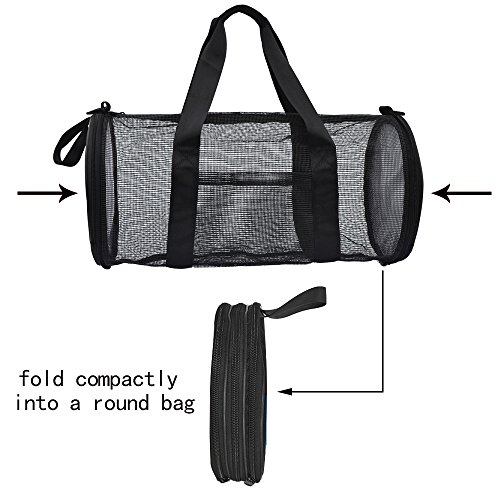Dive Bag - Mesh Duffle Bag for Snorkeling, Swimming, Scuba Diving, Beach and Sports Equipment Large Foldable Diving Gear Bag with Exterior Waterproof Pocket and Adjustable Shoulder Strap,Upgrade