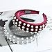 AWAYTR Velvet Padded Pearl Embellished Headband Large Padded Velvet Races Goth Wedding Headpiece for Women (Wine red+Navy Blue)