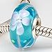 Sky Blue Flower Glass Bead 925 Sterling Silver Charm Clear Charm Murano Charm Friend Charm Friendship Charm Birthday Charm for DIY Bracelets