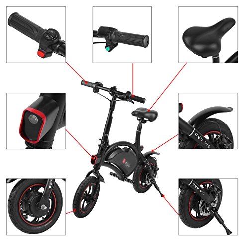 OUTAD Folding E-Bike with 36V 6AH Lithium-Ion Battery, 12 inch Wheels and 250W Hub Motor | Lightweight and Aluminum Electric Bicycle | Reach 18.6 mph, 264 lbs Max Load