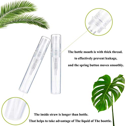 Csdtylh Mini Clear Plastic Spray Bottle Portable Cute Perfume Mouthwash Atomizer for Cleaning, Travel, Essential Oils, Perfume (60, 2ml)