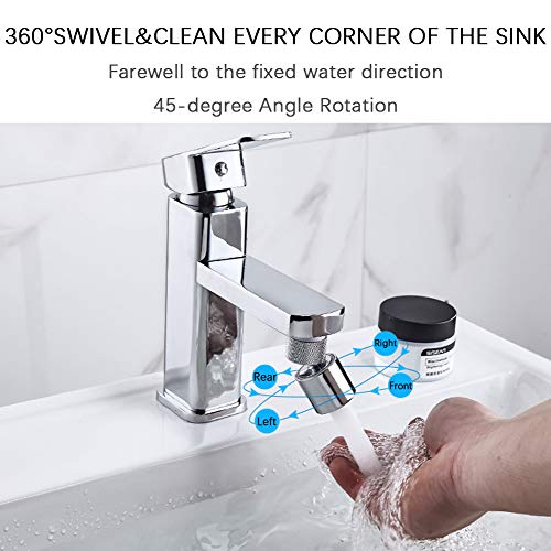 2 Pack Faucet Aerator, Hibbent Big Angle Rotate Dualfunction Kitchen