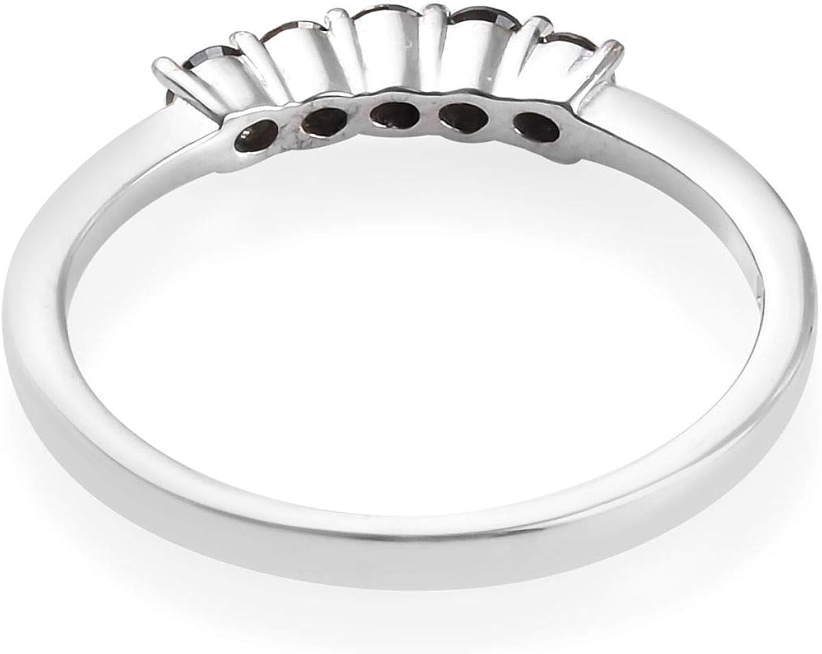 925 Sterling Silver Platinum Plated Round Black Diamond Promise Ring Anniversary Jewelry Gift for Women Ct 0.5 I3 Clarity
