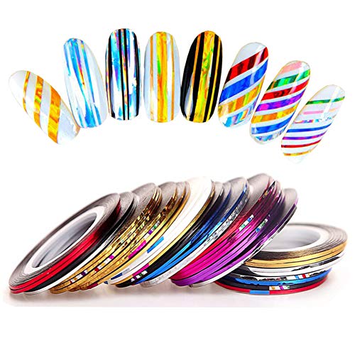 Nail Art Supplies Kit 15pc Gel Nail Brushes Tools 5pc Nail Dotting Pen, 2 Boxes Nail Rhinestones Decorations Accessories, 8pc Flower Nail Decal, 10pc Nail Striping Tape Line, 5pc Manicure Nail Files