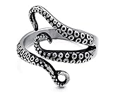 Vnox Stainless Steel Octopus Sea Monster Squid Kraken Vintage Punk Ring for Men Women,Size 10