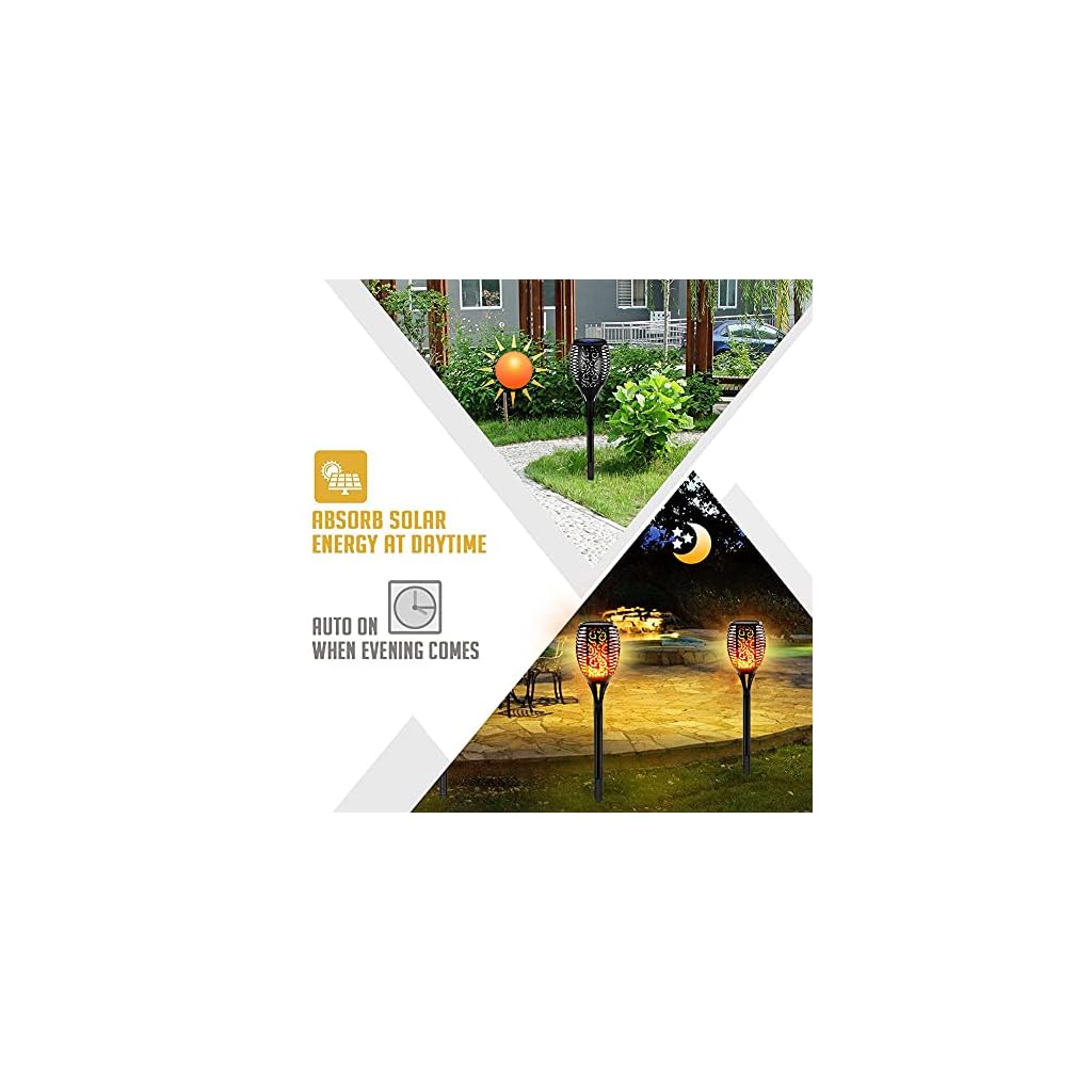 4 Stück Solarleuchten Garten Außen, Swonuk Solar Flammenlicht mit