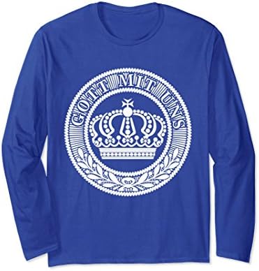Unisex Prussian Belt Buckle T-Shirt Gott Mit Uns German Germany Tee Medium Royal Blue