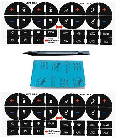 Henzxi Replacement AC Dash Button Sticker Repair Kit Pack of 2 Fit for Suburban Chevy Tahoe Silverado Traverse GMC Acadia GMC - Fix Ruined Faded A/C Panel Decals 2006-2014