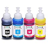 INKUTEN Set of 4 Refill Eco tank Ink Kit 70ml for T6641 T6642 T6643 T6644 and Expression Ecotank ET-2500 ET-2550 ET-4500 ET-4550 L100 L110 L120 L200 L210 L300 L350 L355 L550 L555 Printers