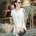 Anself New Fashion Women Chiffon Blouse Embroidery Crew Neck Short Sleeve Loose Fit Casual Tops White/Black M
